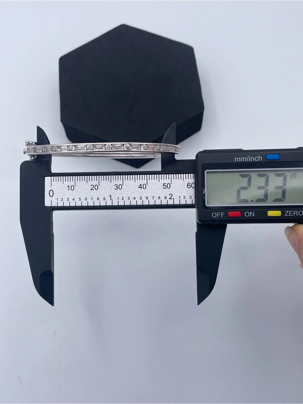 QVC Epiphany Diamonique Sterling Silver CZ Hinged Bangle Bracelet Platinum Clad